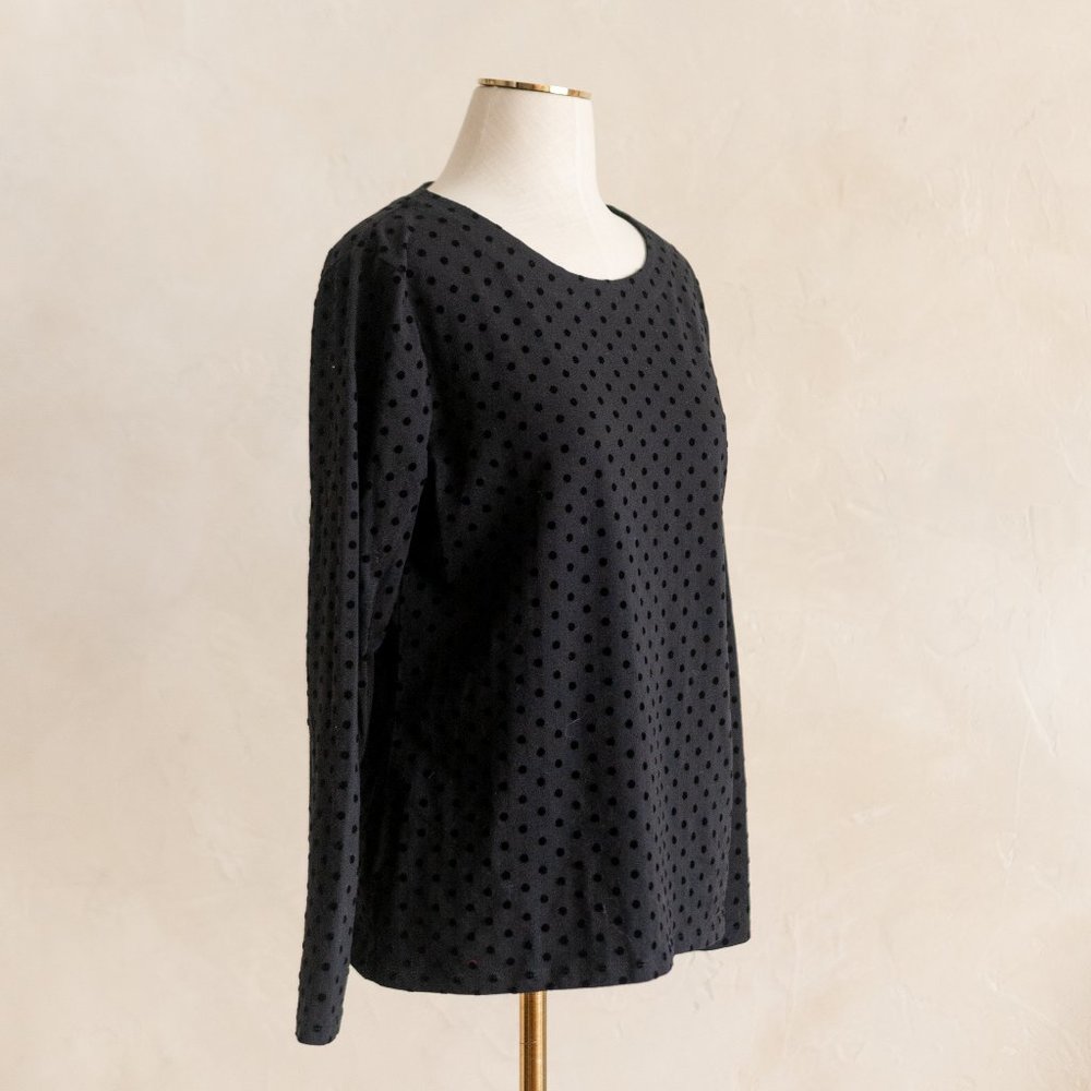 Women’s Talbots Black Velvet Polka Long Sleeve Blouse size‎ M